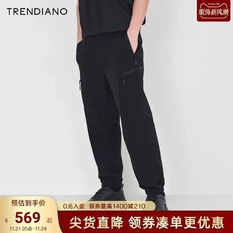 TRENDIANO官方2023新款夏季半松紧腰设计感宽松休闲束脚裤男潮商品大图