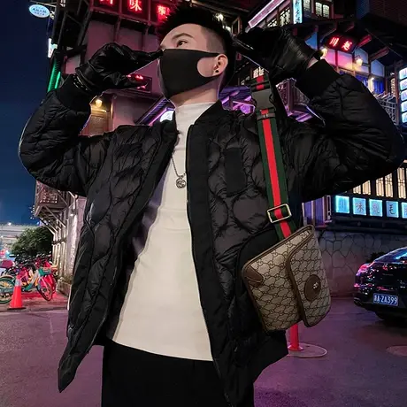 棒球领男士棉服外套冬季新款个性贴布设计感重磅加厚轻熟INS棉衣图片