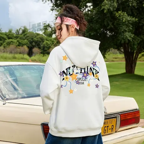 Nuthink美式潮牌五角星有帽子卫衣街头男款宽松潮流春季帽衫外套商品大图