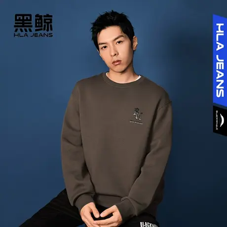 黑鲸HLAJEANS海澜之家旗下潮牌宽松圆领卫衣男套头上衣男字母装饰图片