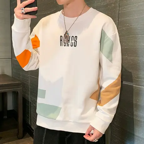 男士卫衣圆领2025春秋季新款韩版宽松长袖T恤潮流百搭男装上衣服商品大图