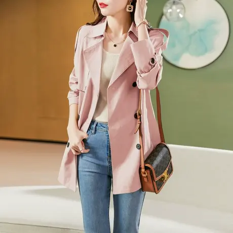 时尚气质中长款风衣2021年春秋季新款女士修身收腰设计感流行外套图片