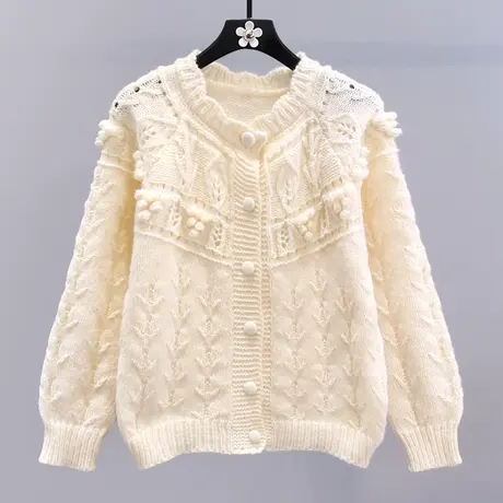 日系软糯温柔风毛衣外套女秋冬2023新款宽松设计感洋气针织开衫商品大图