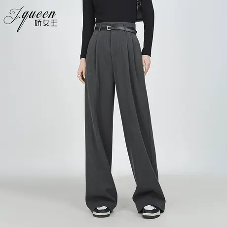 阔腿裤女高腰2024秋季新款宽松显瘦垂坠感直筒拖地时尚休闲长裤商品大图