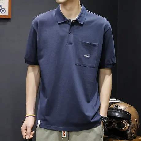 夏季Polo衫男短袖t恤男士半袖潮牌大码2024新款男装有领体恤高端商品大图