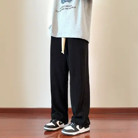 黑色裤子男春秋季直筒百搭高街vibe潮牌抽绳束脚运动痞帅休闲长裤商品大图