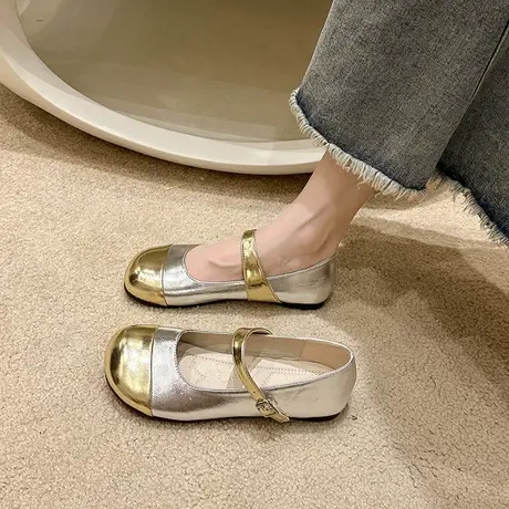 温柔女款鞋子配裙子2023年新款浅口平底圆头通勤单鞋复古玛丽珍鞋商品大图