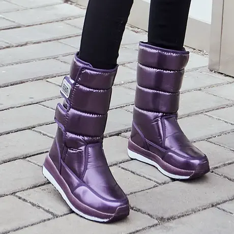 2023新款加厚平底雪地靴女中筒防水短靴保暖高筒防滑女士雪地棉鞋图片