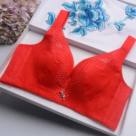 大胸显小文胸聚拢无钢圈超薄款性感无海绵调整型收副乳内衣女蕾丝图片
