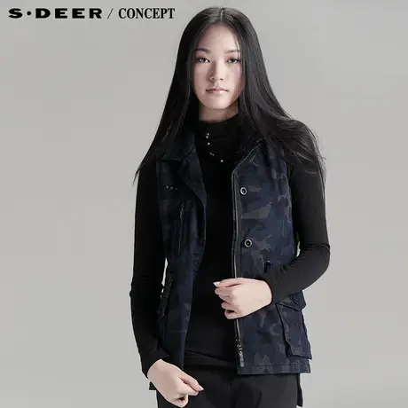 sdeer圣迪奥2014春装新款女装迷彩休闲女式马甲3381680图片