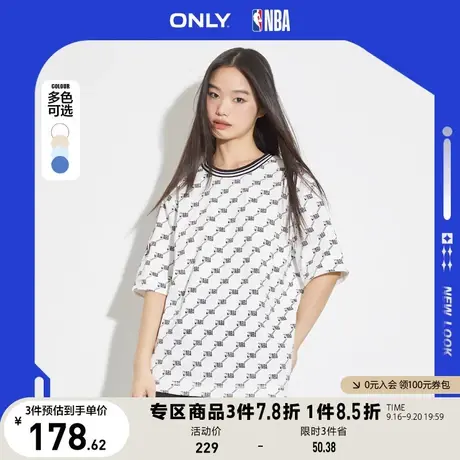ONLY奥莱2023春夏新款NBA联名款潮酷满印圆领宽松T恤女商品大图