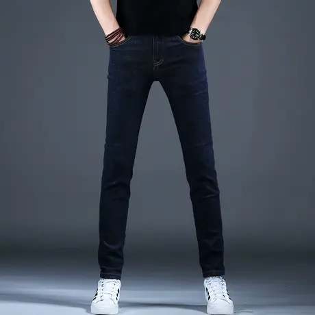 男士秋冬蓝色弹力牛仔裤男潮牌小脚裤子高档潮流2023新款韩版潮流商品大图