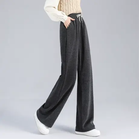 时尚气质休闲裤2023年冬季新品女百搭高腰显瘦加绒厚款直筒长裤商品大图