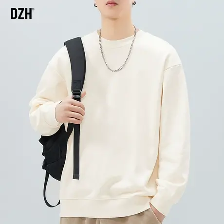 男士纯色圆领卫衣男秋冬款2023新款重磅加厚上衣男款外套长袖打底商品大图