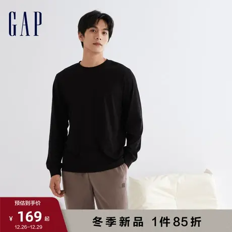 Gap男装春秋LOGO纯棉亲肤运动长袖T恤廓形宽松高级休闲上衣841263图片