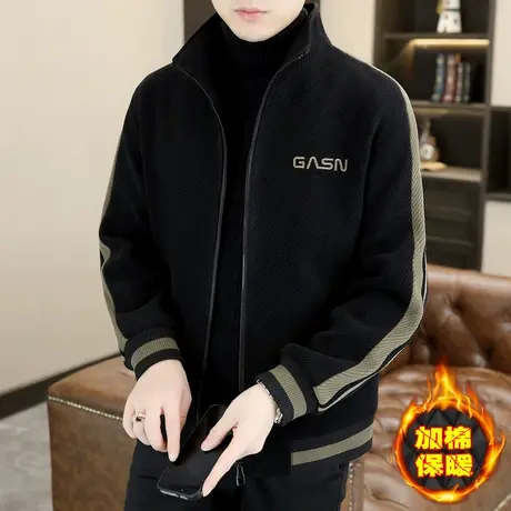 男装外套加厚潮流短款毛呢夹克秋冬季高级感休闲立领夹棉呢子茄克商品大图