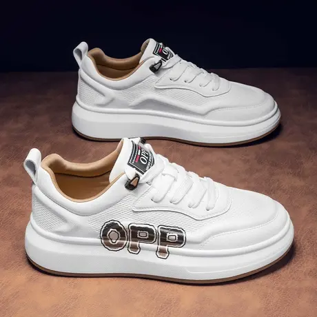 莆田男鞋春秋季潮流真皮小白板鞋男士休闲运动潮鞋高级感2024新款商品大图