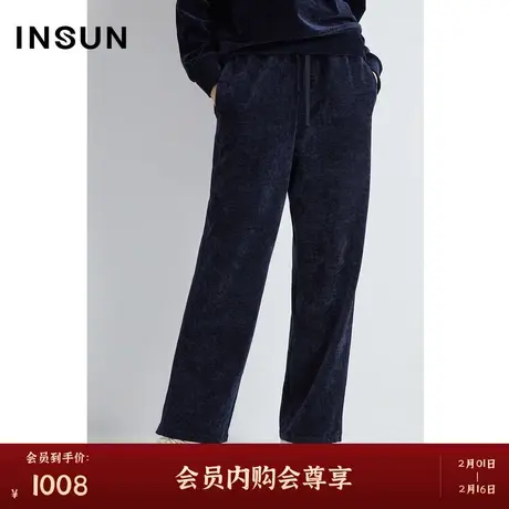 INSUN恩裳冬季舒适双面绒宽松百搭直筒休闲裤商品大图