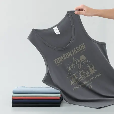 莫代尔背心男夏季跨栏篮球冰丝凉感速干透气吊带汗衫运动无袖坎肩商品大图