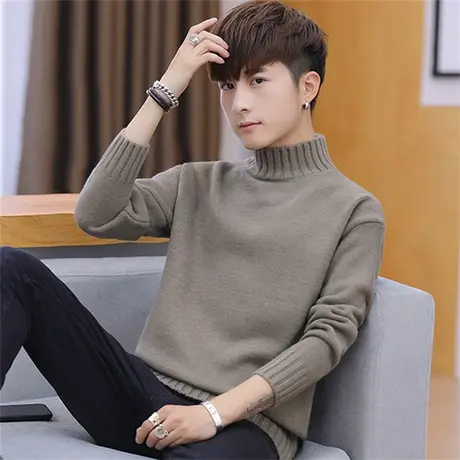 毛衣男士秋季2023新款韩版潮流宽松半高领男秋冬装打底针织衫线衣商品大图