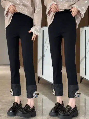 时尚新中式国风设计直筒显腿长九分休闲裤女裤子2024新款爆款春季商品大图