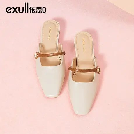 依思q包头凉拖鞋女秋外穿高级感2024新款法式晚风气质软底半拖鞋商品大图