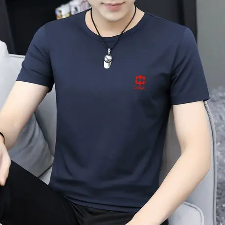 莫代尔冰丝t恤男士短袖2023新款中国潮流印花圆领夏装上衣服半袖商品大图