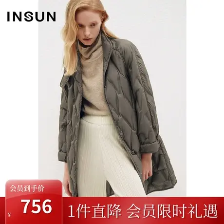[轻盈保暖]恩裳COVER冬2022菱形纹理三防直充绒白鸭绒羽绒服商品大图