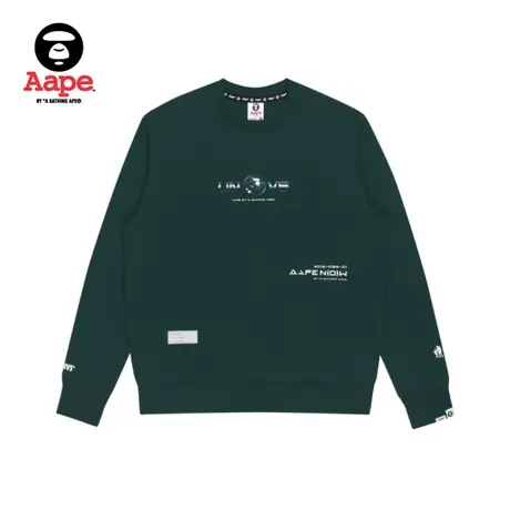 Aape旗舰店男装秋冬星球猿颜字母印花潮流圆领卫衣3809XXH图片