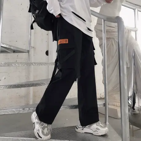 工装裤子女2020秋季帅气宽松百搭显瘦高腰直筒运动束脚长裤潮ins商品大图