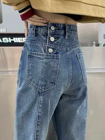 阔腿裤女高腰垂感牛仔裤女2023年新款显瘦直筒裤子设计感小众复古商品大图