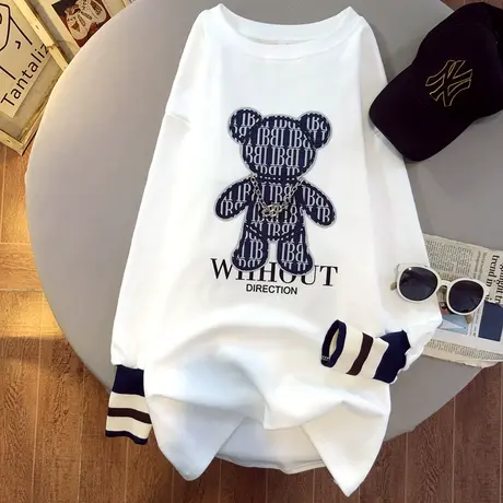 磨毛打底衫女秋冬内搭韩系ins风拼接长袖t恤女小众设计感别致上衣商品大图