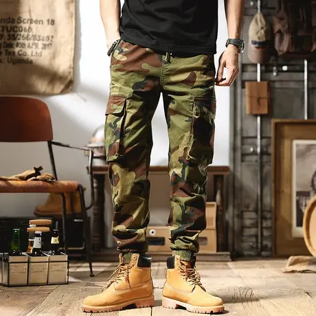 男式迷彩裤立体束脚裤男潮束脚工装裤潮流百搭军旅合体休闲长裤子商品大图