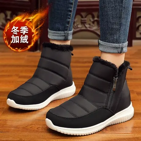 冬季棉鞋女加厚加绒雪地靴防滑户外保暖妈妈软底中老年人短筒靴子图片