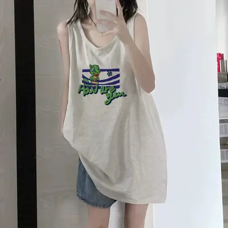 纯棉吊带运动坎肩背心无袖t恤女2023新款夏季外穿宽松篮球服上衣图片