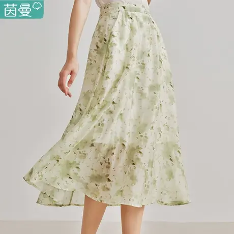 茵曼官方旗舰店天丝法式碎花半身裙女2024年夏季新款A字雪纺裙图片