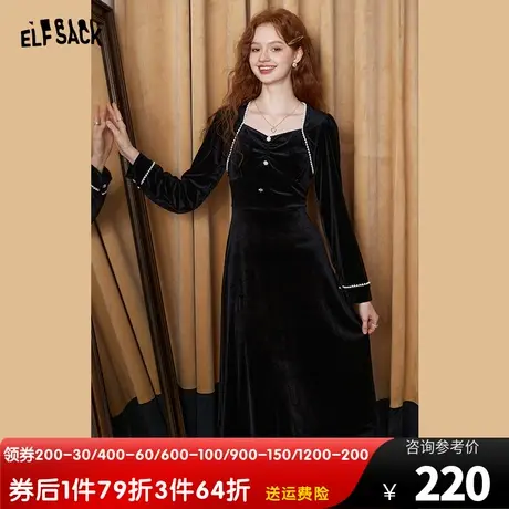 妖精的口袋【千金出行】法式长袖连衣裙女2023秋季新款设计感长裙图片