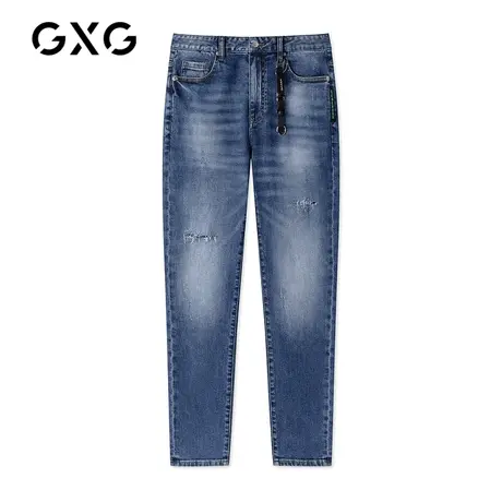 GXG男装 秋季时尚潮流经典基础款破洞牛仔长裤GC105003G商品大图