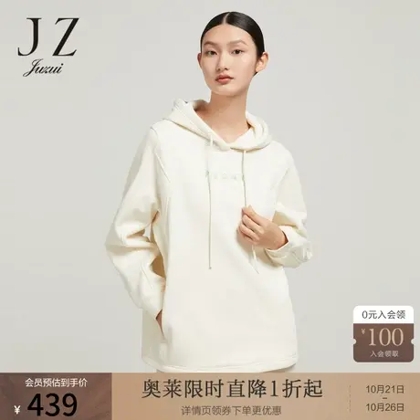 JZ玖姿渐变字母加绒卫衣女装2022冬季新款保暖加厚休闲洋气上衣图片