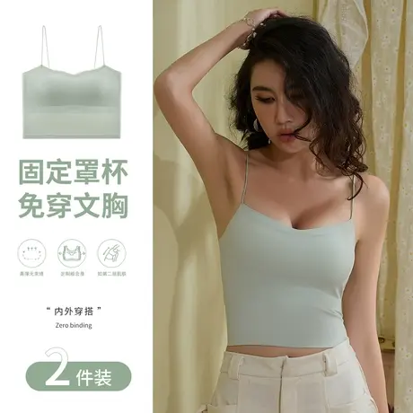抹胸内衣女薄无痕大胸显小胸防走光裹胸美背吊带背心一体文胸夏季商品大图