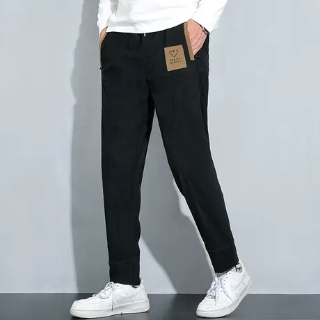 潮牌夏季冰丝休闲裤男2023新款修身小脚九分裤潮流薄款男装长裤子商品大图