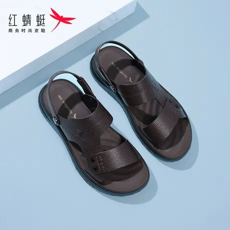 红蜻蜓2025新款男士凉鞋男防滑夏季沙滩凉拖鞋真皮牛皮中老年爸爸商品大图