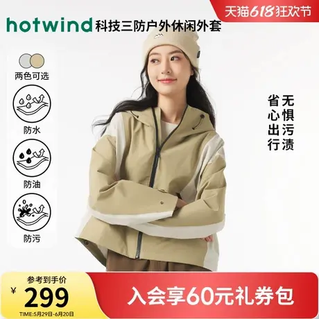 热风夹克外套2025年春季新款女士三防面料山系户外运动风连帽上衣图片