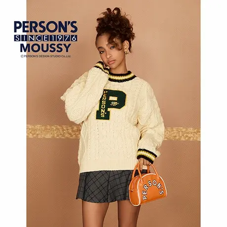MOUSSY X PERSON'S联名春季新品圆领针织衫LOGO毛衣010HAQ01-5421商品大图
