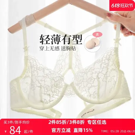 夏娃的诱惑法式内衣女夏季薄款性感蕾丝文胸美背超薄防下垂胸罩商品大图