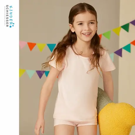 SCHIESSER舒雅童装棉质透气吸湿速干圆领女童内衣短袖上衣T恤商品大图