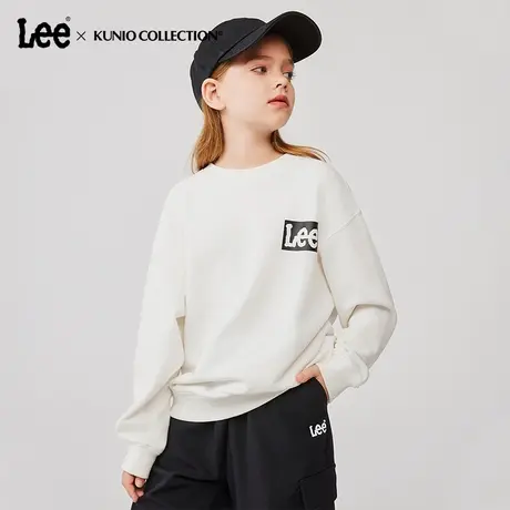 Lee品牌圆领印花卫衣儿童宽松潮牌百搭秋冬季新款上衣大童长袖T恤图片
