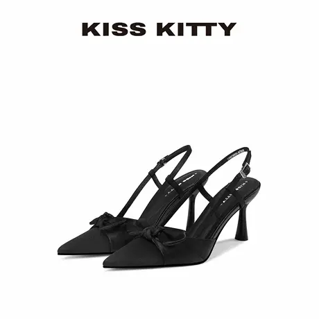 KISSKITTY法式后空时装增高凉鞋女夏季外穿新款粗跟单鞋黑色百搭商品大图
