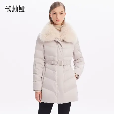 歌莉娅中长款羽绒服女冬季新款狐狸毛领保暖鹅绒服外套1ADL8C520商品大图