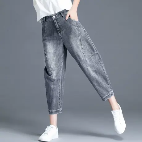 灰黑色牛仔裤女2023年新款爆款裤子女九分裤老爹裤萝卜女裤哈伦裤商品大图